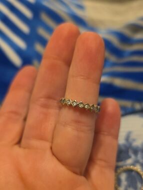 Pandora Size 52 Sterling-Style Silver Diamond-Shape Stack Ring